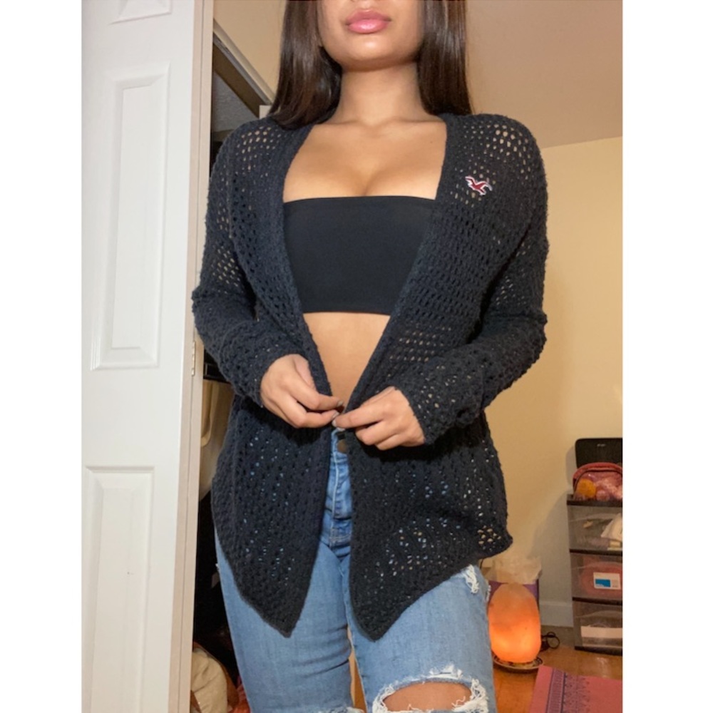 Black crochet cardigan